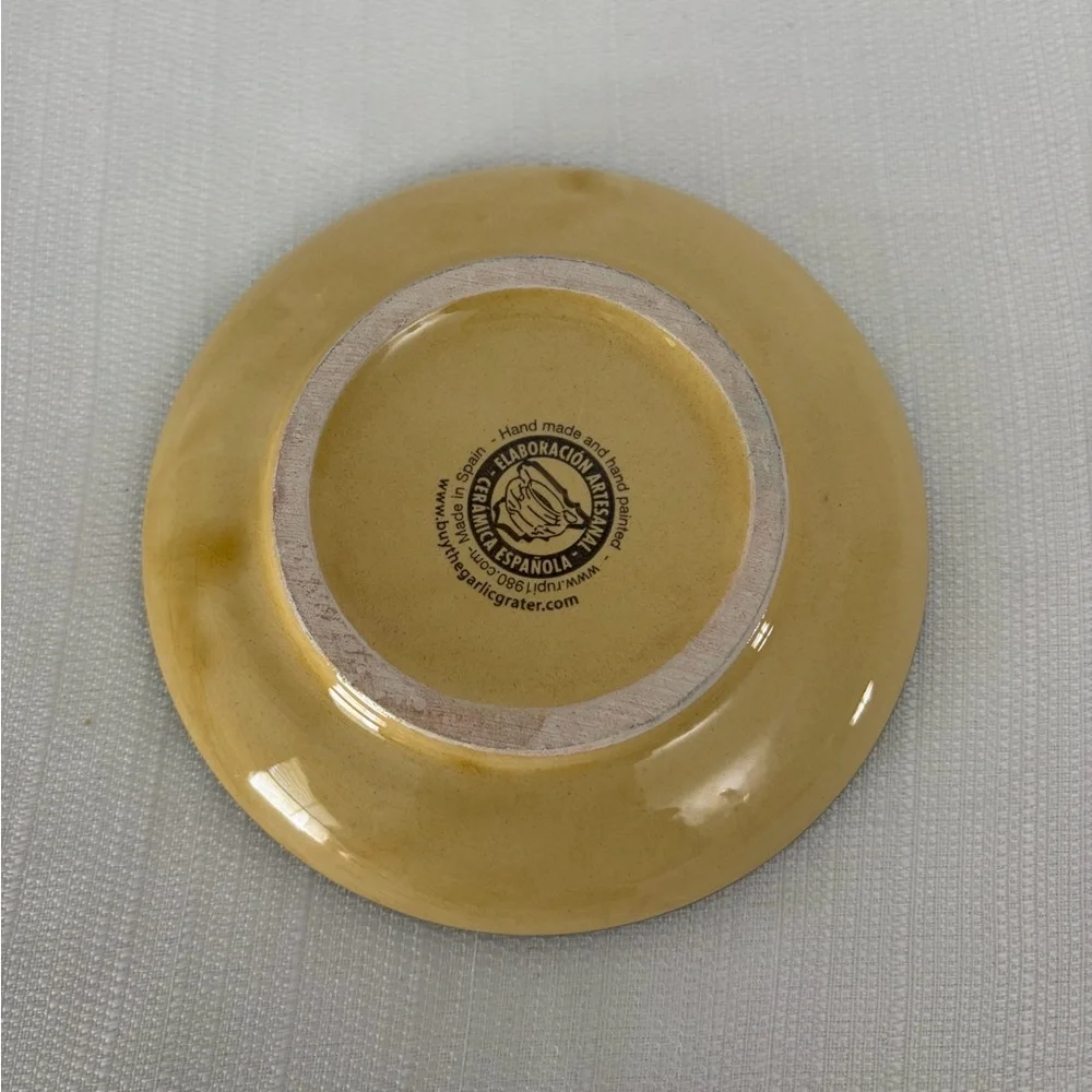 Garlic Grater Dish Hand Painted Spanish – Olive Ceramic Tapas Plate(F120)✨
